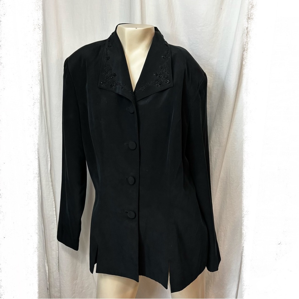 Patrick Collection Vintage 90s Size 14 Silk Jacke… - image 1